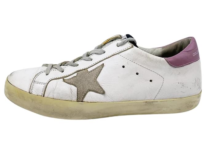 Golden Goose Deluxe Brand White leather lace up trainers - size EU 41  ref.986382